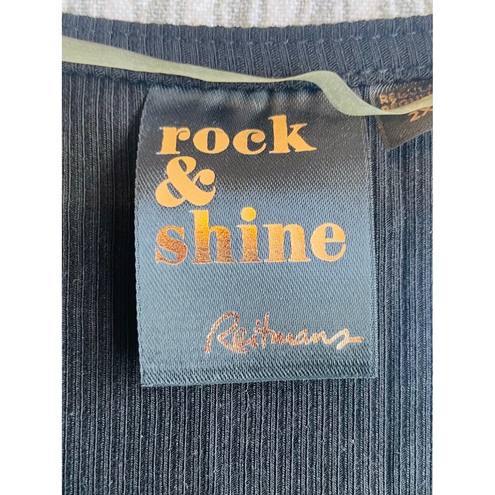 Reitmans Rock & Shine Black Ribbed Square Neck Long Sleeve Top Womens 2X NEW - Picture 3 of 9